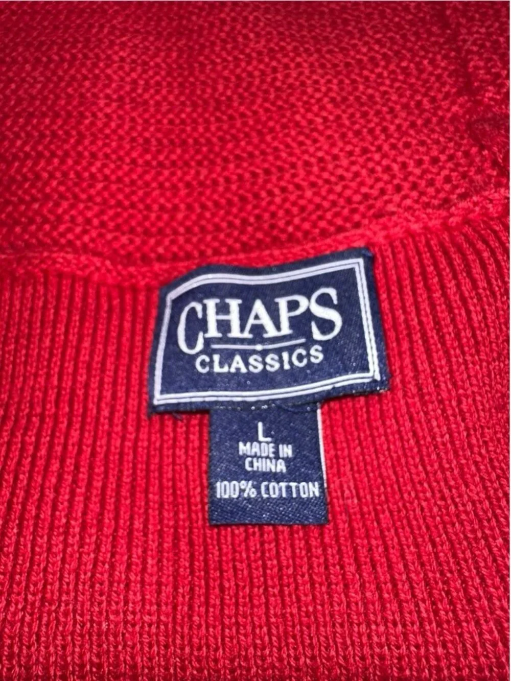 Chaps Red Pleated Peplum Shawl Collared Cardigan 100% Cotton Womens L Preppy